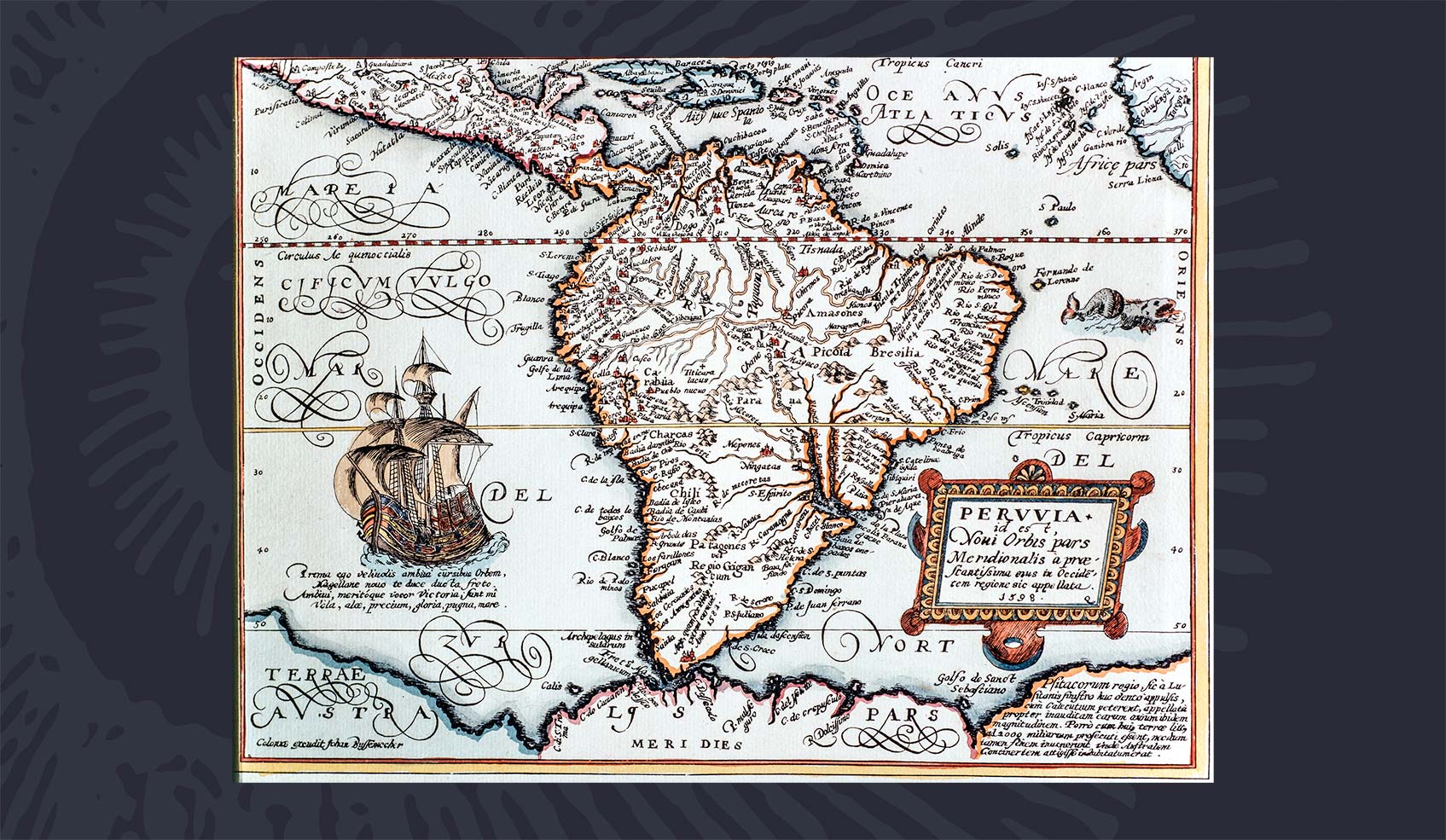 Mapa del Perú de 1598. Colección Bakula.